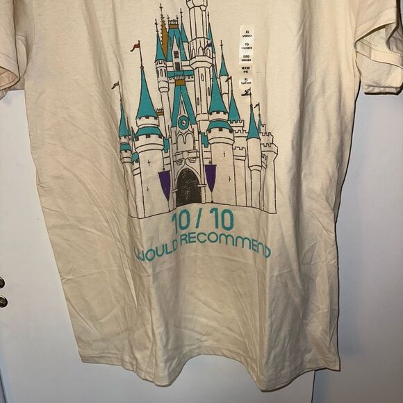 Disney Parks Unisex Beige 10/10 Recommend Castle Tee XL NWT - Picture 2 of 9